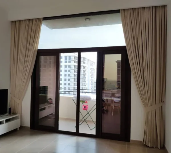 beige soundproof curtain